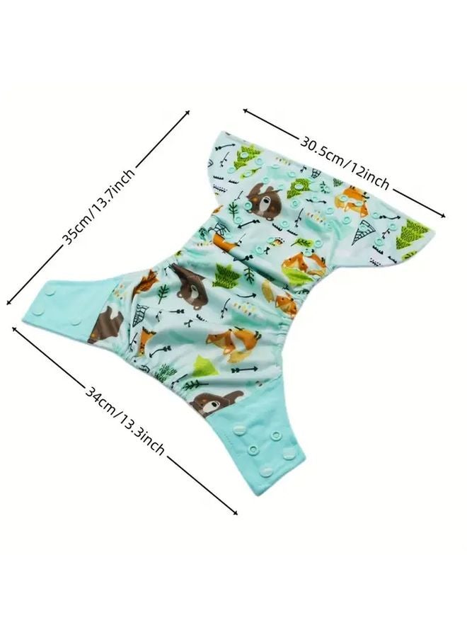 Green Bear 3pcs Washable Reusable Adjustable Cloth Diaper Set for Babies 0 2 Years - Image 2